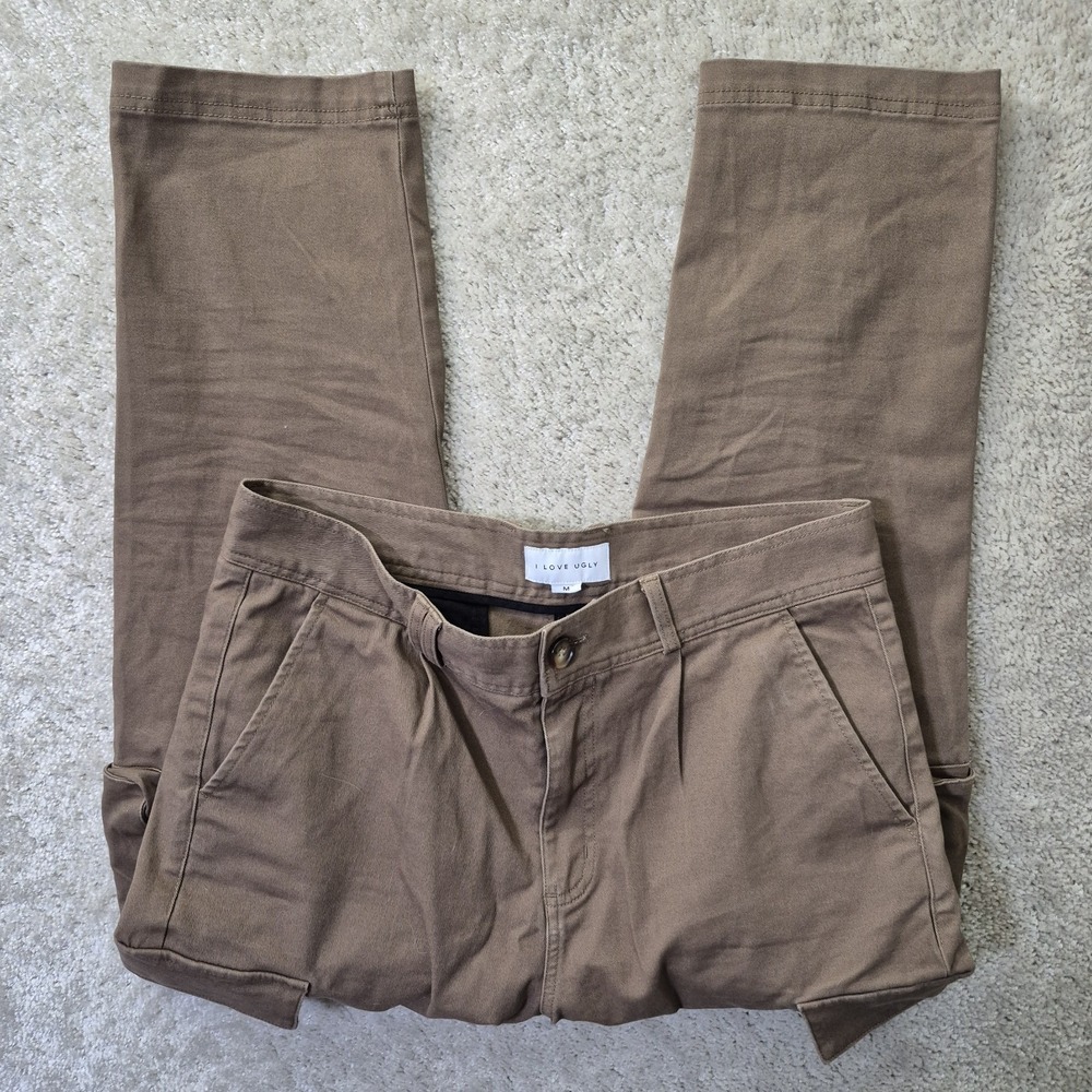 I Love Ugly Cargo Pants Womens Medium 32/25 Cropped Brown Cotton Twill Outdoor